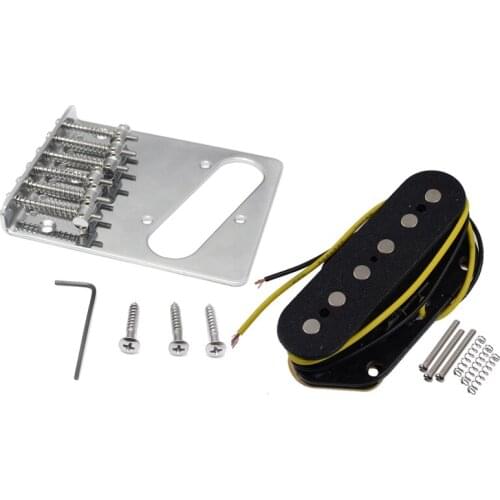 Vintage Style 6 Strings Saddle Top Loader Bridge with Tele Pickups Alnico 5 Black Tele Bridge Pickup Fit Bridge Pickup