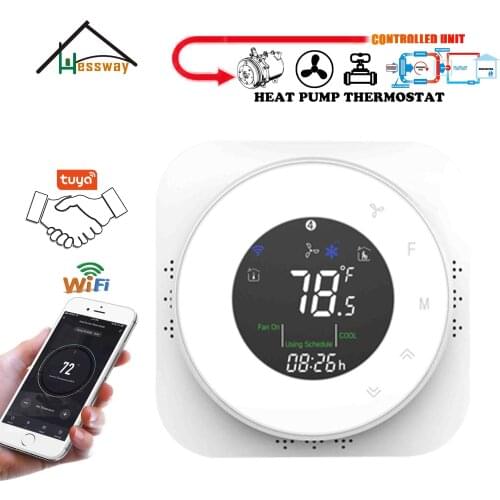 HESSWAY 24V Air Source Heat Pump Thermostat WIFI for Northern America/United States, Canada Standard Control Valve Compressor