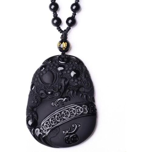 Natural Obsidian Three feet Toad Jade Pendant Jewelry Lucky to ward off evil spirits Auspicious Amulet Pendant Jade Fine Jewelry