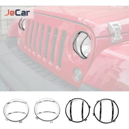 Iron Car Headlight Protective Cover Auto Lampshade Lamp Hoods For Jeep Wrangler JK 2007-2017 Car Exterior Accessories