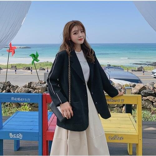 Blazer Women 2020 Autumn new Korean Style Loose Fashion Single-breasted Suit Black Blazer Jackets Ladies Formal Suit Jackets