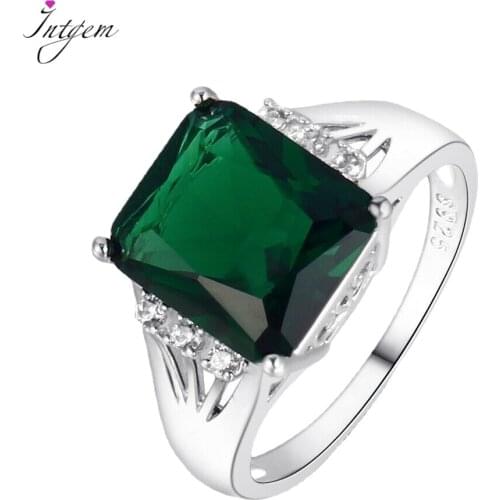 925 Silver Ring Princess Cut Emerald Gemstones Rings Luxury Wedding Engagement Party Fine Jewelry Rings For Women Men Wholesale
