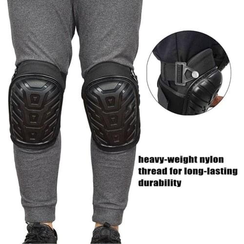 1 Pair Professional Knee Brace Support Pads with Adjustable Straps Safe EVA Gel Cushion PVC Shell Knee Pads for Heavy Duty Work
