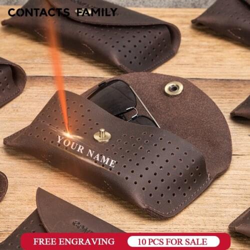 10P wholesale Portable Leather Glasses Case For Men Women Eyeglass Glasses Case Cover Universal Sunglasses Pouch Bag Accessories