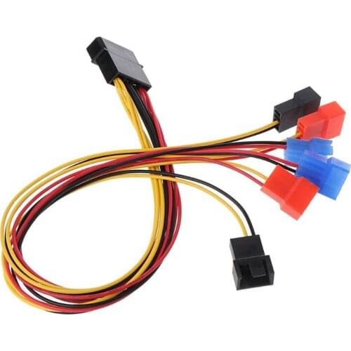 4-Pin IDE Molex To 6-Port Cooling Fan 2-Pin Splitter Power PC DIY Adapter Cable P82A