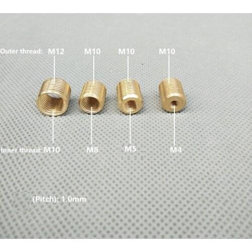 4pieces/lot M4/M6/M8 to M10, M10 to M12 copper threaded hollow tube adapter inner&outer threaded coupler conveyer adapter