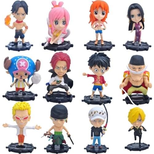 6pcs/set One Piece Luffy Roronoa Zoro Sanji Chopper Shanks Action Figure Mini Q Ver.PVC Model Toys Anime Figures for Children