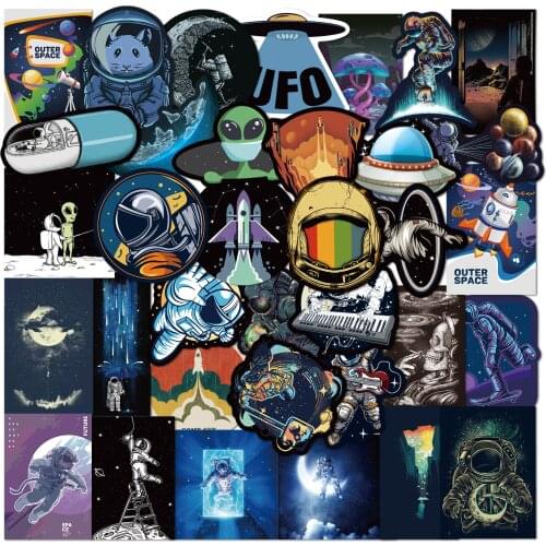 80 Pcs Universe Outer Space Stickers UFO Alien Astronaut for Laptop Skateboard Computer Guitar Kids Bicycle Sticker Decal Toy