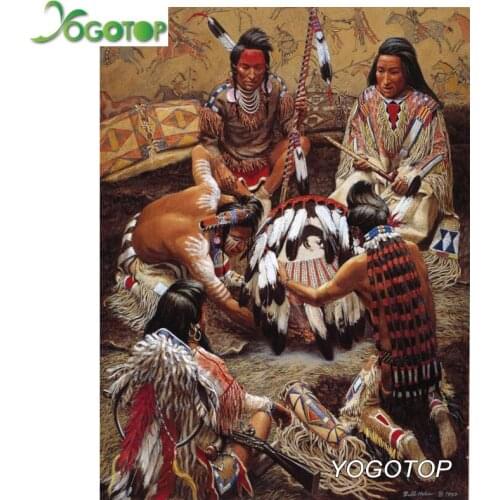 YOGOTOP DIY 5D Diamond Painting Indian Warrior Diamond Embroidery Full Square/round Rhinestones Mosaic YY1167