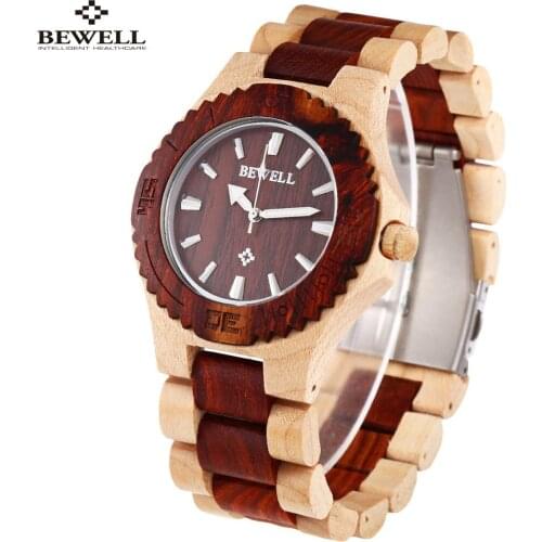 BEWELL Luxury Brand Dress Watches Men Waterproof Luminous Pointer Wood Watch Male Elegant Quart Wrist watch relogio masculino