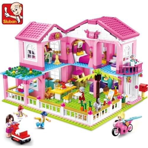 Big Garden Villa Juguetes House Yacht Ship Castle Model Bricks Friends Brinquedos City Building Blocks Kit Educational Kids Toys