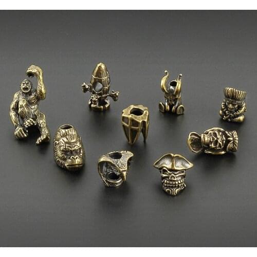 DIY Multi Style Knife Beads Brass Horn Devil Beads Umbrella Rope Pendant Vintage Copper Paracord Beads