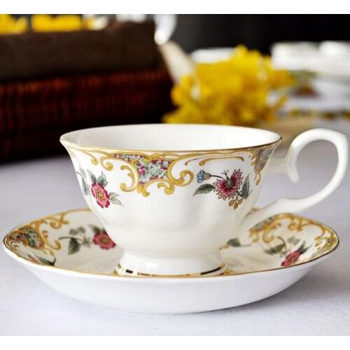 European Household Coffeeware Bone China Coffee Services Items Set British Tea Cups Espresso Cup and Saucer Ceramic Teaware