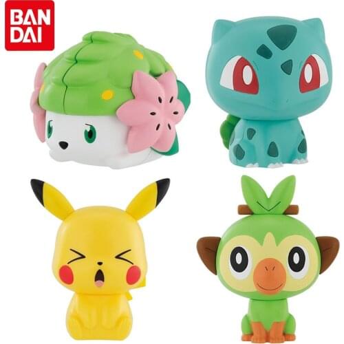 Bandai Genuine Gacha Pokemon Anime Figures Modeling Doll 10 Pikachu Bulbasaur Shaymin Grookey Action Figure Model Cute Toys