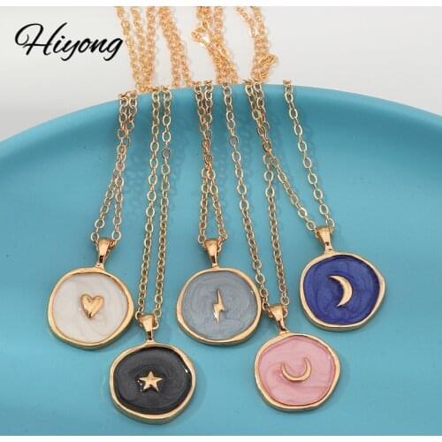Hiyong New Alloy Oil Drop Fashion Moon Star Lightning Heart Necklace Ring Earring Women Fashion Jewelry Necklaces Rings Earrings