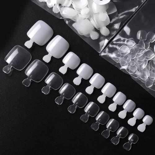 500pcs Artificial Toe False Nails with 10 Sizes Detachable Nails Tips Natural/White/Clear Foot Fake Nails 0#-9# Fake Toe Nails