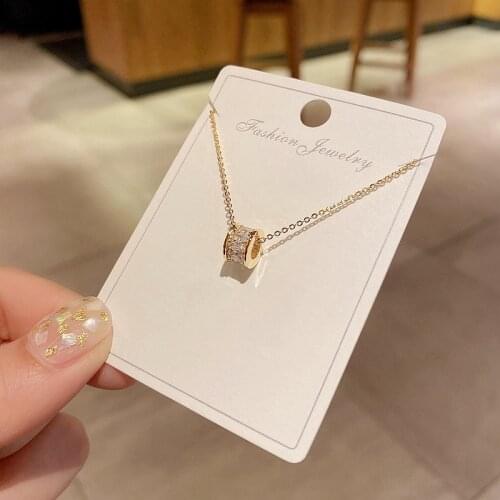 Exquisite CZ Crystal Pendant Necklace for Women Gold Color Plated Cubic Zirconia Necklace Chain Jewelry