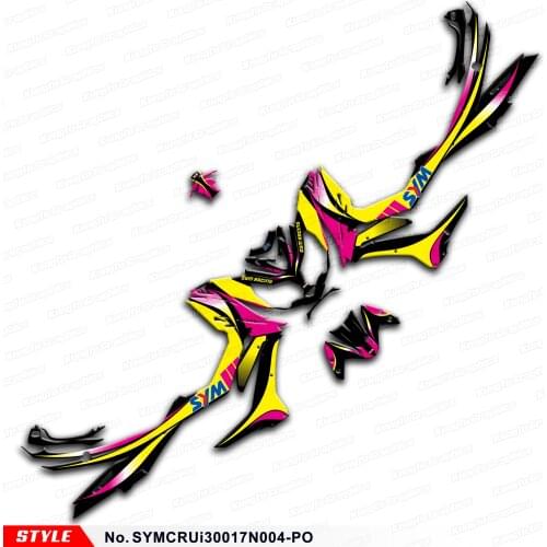 Aftermarket Personalised Graphics Vinyl Wrap Kit for SYM Cruisym 300 2017 2018 2019 2020, Style No. SYMCRUi30017N004-PO