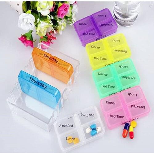 28 Squares Weekly 7 Days Tablet Pill Box Holder Medicine Storage Organizer Container Case Wallet Medicine Box Travel Case Hot