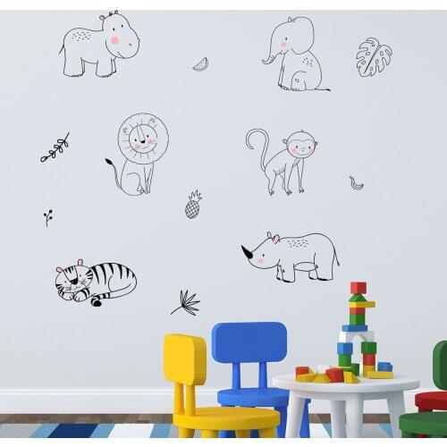 Creative Simple Shy Animal DIY Wall Sticker for Kids Room Nursery Bedroom Art Vinyl Mural Decals Wallpaper Home Decoration