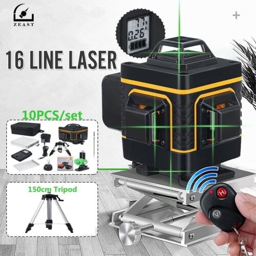 Zeast 16 Lines 4D Laser Level 150cm Tripod Self-Leveling Auto 360 Horizontal&Vertical Floor Wall Powerful green Beam Laser level