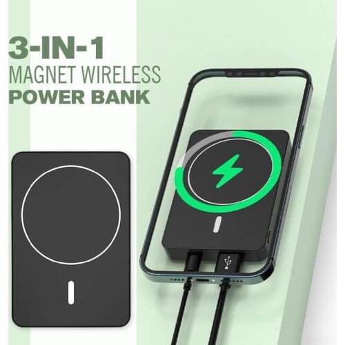 3-In-1 Magnet Wireless Power Bank Magnetic Wireless Charger Fast Charge Mobile Phone External Battery Magnetic Powerbank