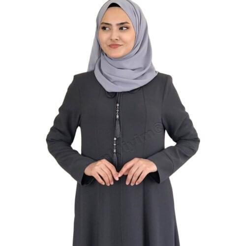 Parçalı Soft Krep Kumaş Hakim Yaka iki Adet Açık Cepli 2021 Sıcak Yaz Sezonu 148 cm Uzun Müslüman Kadın Ferace Ve Abaya