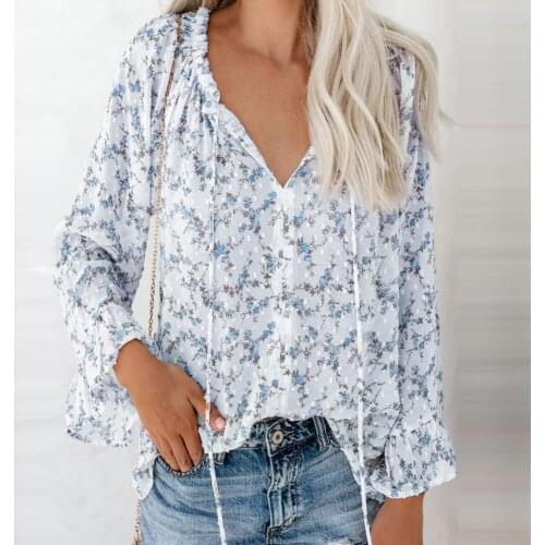 Soft Fashion V Neck Lace Up Pullover Top Quick Drying Casual Top Bohemia for Daily Wear