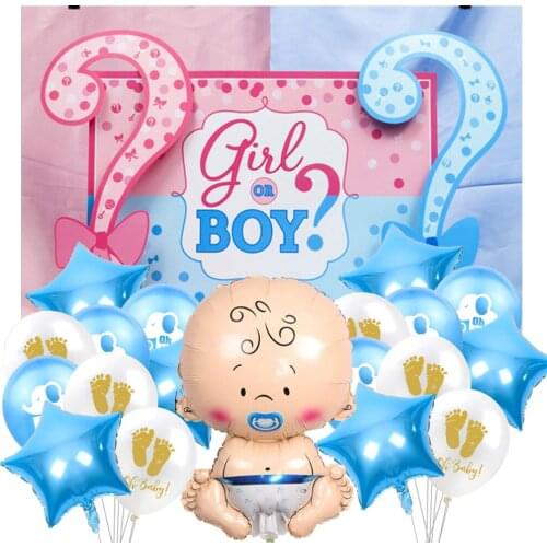 Gender Reveal Feet Balloons Kit Baby Shower Girl or Boy Tapestry Background Cloth Photo Props Decoration Birthday Party Supplies
