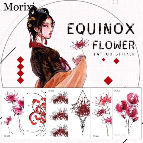 Equinox flower tattoo sticker for body decoration rose pink flower pattern water transfer temporary tattoo sticker RA068