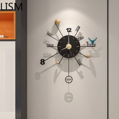 Unusual Wall Clock Luxury Nordic Style Clock Decorations for Home Wall Clock Art Deer Living Room Modern Design Silent Horloge