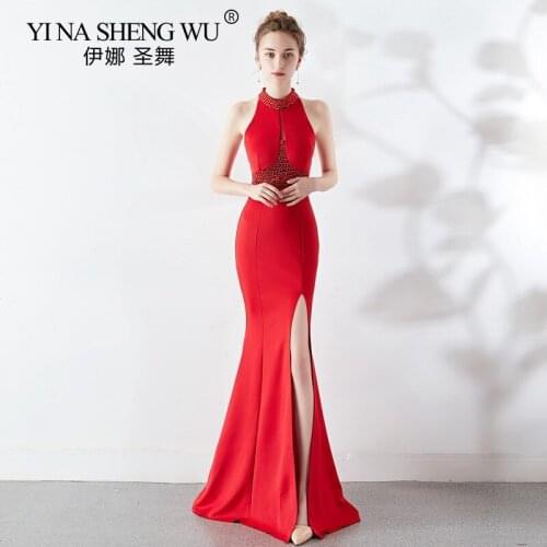 New Mermaid Long Dress Fashion Long Halter Sexy Backless Bride Marriage Banquet Reception Gown Dress For Wedding Party Vestidos