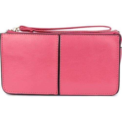 New Women Real Cow Leather Wallet Female Purses Big Capacity Zipper Clutch Purse Ladies Long Clutches Bags Coin Card Holders red