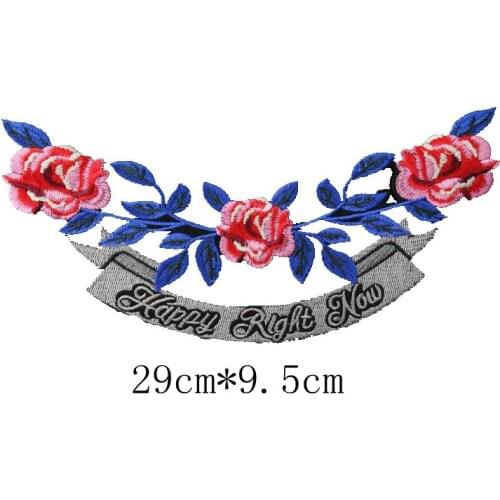 Flower Blue Leaf Patch Embroidered Patches Iron on Patches for Clothes stickers applique fabric applications 2018 Decoration 1pc