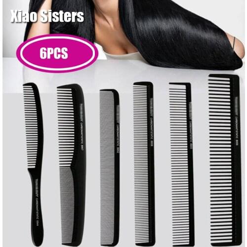 6Pcs Professional Hairdresser Hair Cutting Comb Black Double-sided Heat Resistant Salon Antistatic Barber Styling Brush Tool