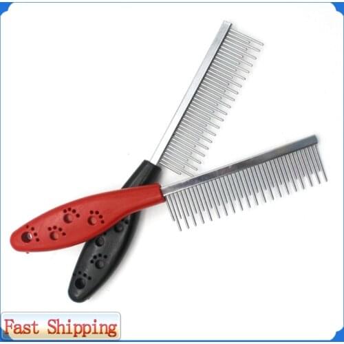 Pets Cute Stainless Steel Dog Comb Pet Hair Removal Shedding Pin Combs For Cat Dog Cleaning Grooming Tool 19.5*3cm Random Color