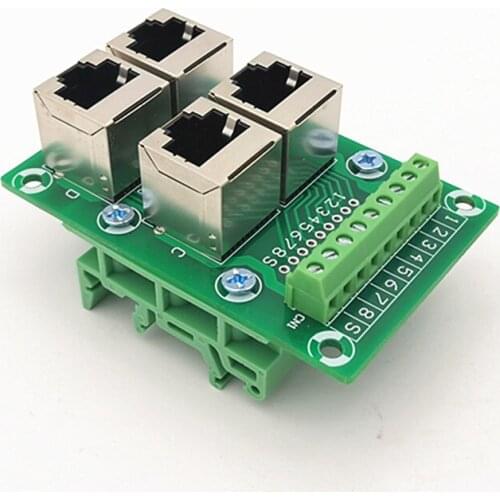 RJ45 8P8C Jack 4-Way Buss Breakout Board, Terminal Block, Connector