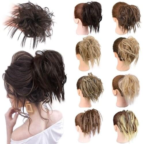 Tousled Updo Messy Bun Hair Piece Hair Extension Ponytail Elastic Rubber Band Synthetic Hair Bun Extensions Hairpiece for Women