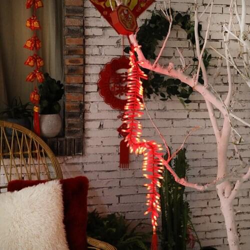 Party Wedding Decorative Fairy Lights 92LED 1.35m Electronic Firecracker Sound LED Light Chinese New Year Hangings