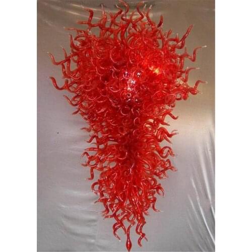 Modern European Cheap Chihuly Style Murano Hand Blown Glass Chandeleir Light In Red