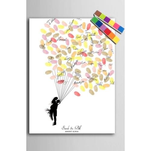 Wedding Guest Book Fingerprint tree Sweet Couple Painting Wedding Gifts for Guests Poster and prints Canvas painting