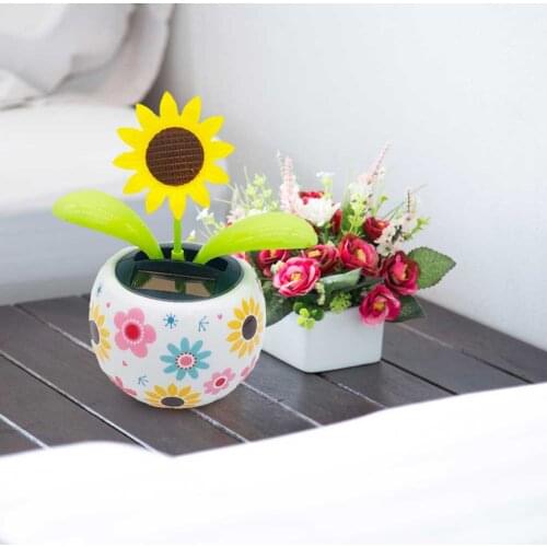 Solar Dancing Sunflower Toys Dancing Solar Toys Solar Powered Dancing Swing Flip Flap Pot Sunflower Auto Interior Decorations