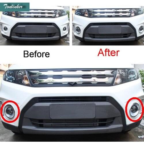Tonlinker 2 PCS DIY Car Styling ABS chrome/matte front fog light sticker cover case Stickers For suzuki vitara 2016 accessories