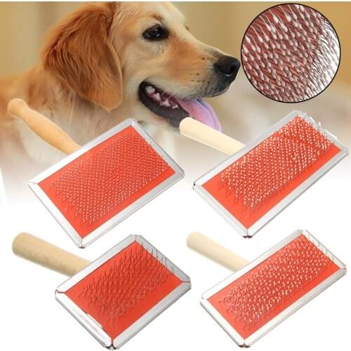 1 PC S/M/L/XL Pet Hair Trimmer Comb Cat Grooming Brush Beauty Tool Long Hair Pet Brush with Wood Handle Pet Cleaning Supplies