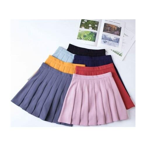 Summer Casual Solid Pleated Skirts Fashion Women Skirt Seven Color Sweet Girls High Waist A-Line Ladies Skirt for Woman Clothing