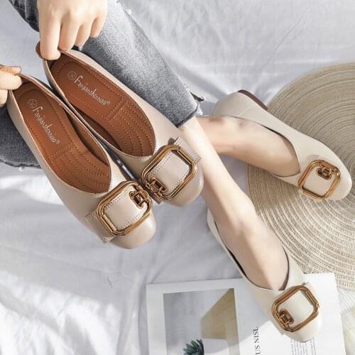 Shoes Womens 2021 New Square Head Flat shallow Mary Janes shoes with large sized womens shoes Breathable wear-resistant