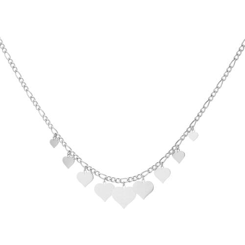 New Stainless Steel Love Heart Pendant Necklace For Women Color Choker Necklaces Party Gift collier femme Jewelry Dropship