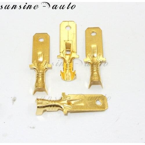 100pcs/lot 4.8mm 6.3mm Copper Male Wire Splice Crimp Terminal Spade Connector for Car Auto Bike ect