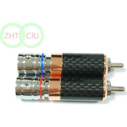 20 lot high quality Copper Rhodium Plated Carbon Fiber RCA Plug Solder ADAPTER
