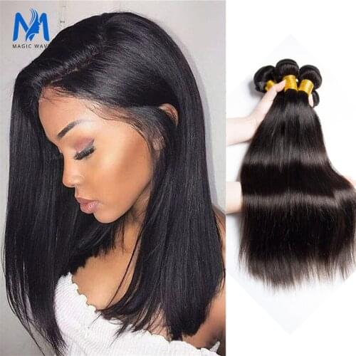 28 inch Brazilian Straight Human Hair Bundles 100% Remy Human Hair Bundles Natural Black Extensions 3/4 Lot Bundle Deals